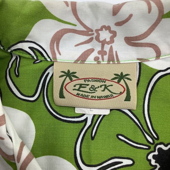 F & K Fashion Mens Short Sleeve Button Up‎ Vintage Hawaiian Shirt Size Large - Picture 4 of 5